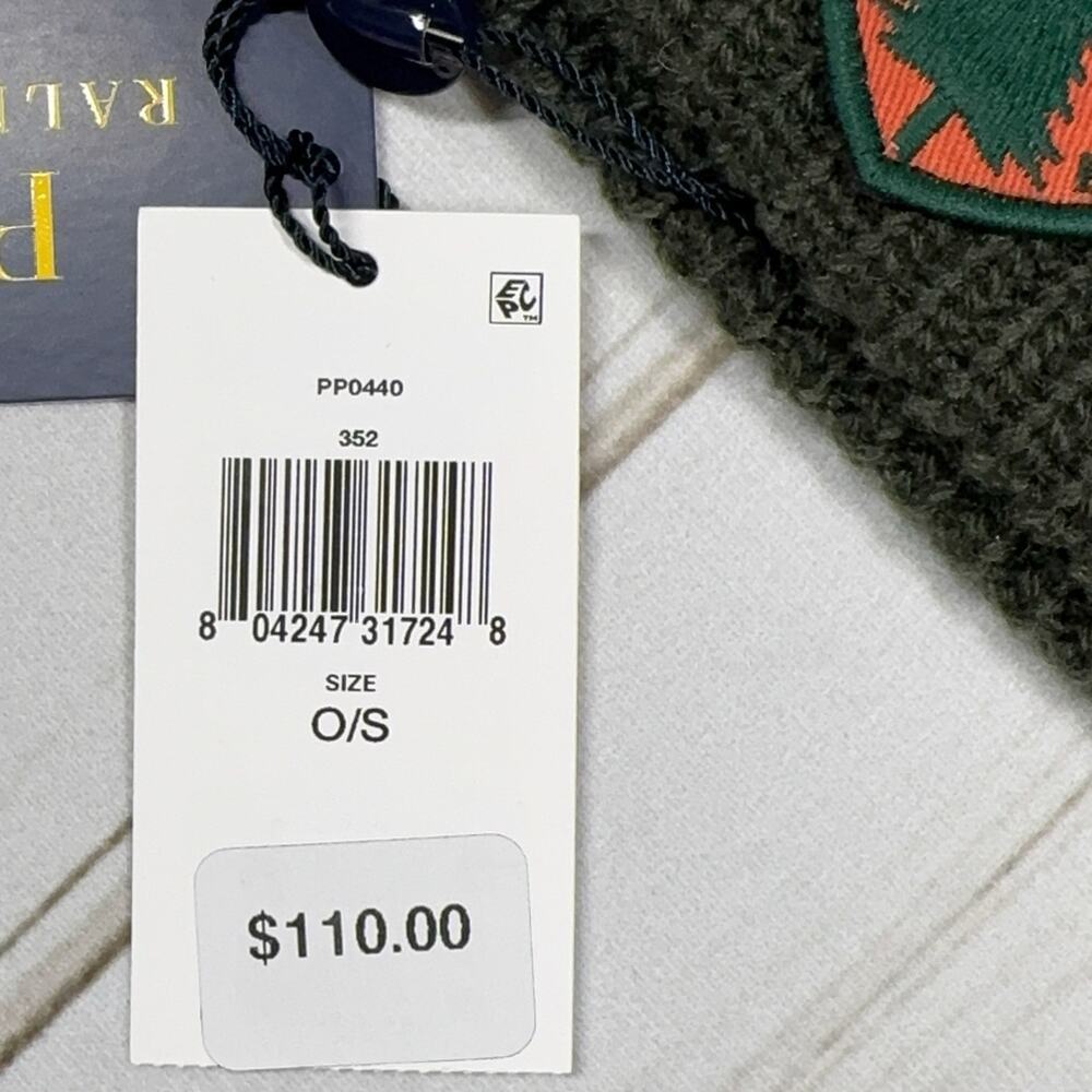 PRL Expedition Forestry Patch Beanie Skully Toque Hat Polo Ralph Lauren - Picture 11 of 11